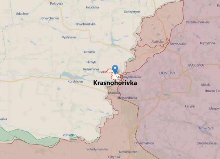 χάρτης - ρωσική επίθεση στην Κρασνογκορόβκα στο Ντονιέτσκ