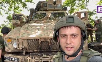 ουκρανικό Oshkosh M-ATV ακινητοποιήθηκε από ρωσική νάρκη