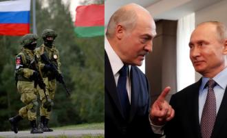 στρατιώτες και Λουκασένκο με Πούτιν