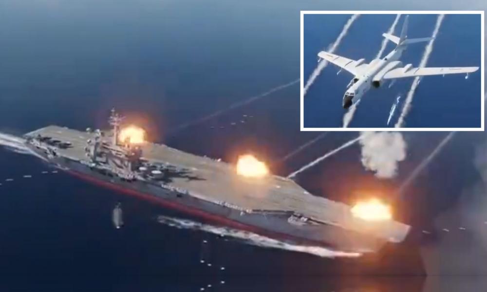 Βίντεο: Κινεζική ομάδα βομβαρδιστικών κάνει σκόνη αμερικανική αρμάδα αεροπλανοφόρου.